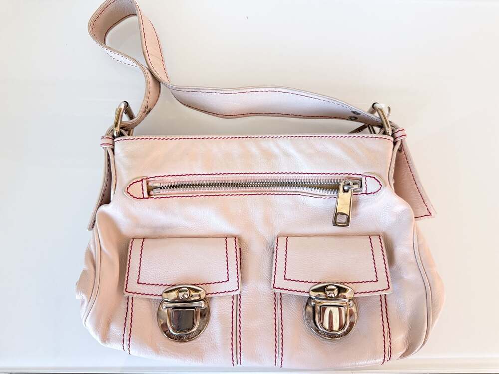 Marc Jacobs Sophia Leather Shoulder Bag in Blush Pink